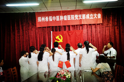 全体党员在党旗下庄严宣誓