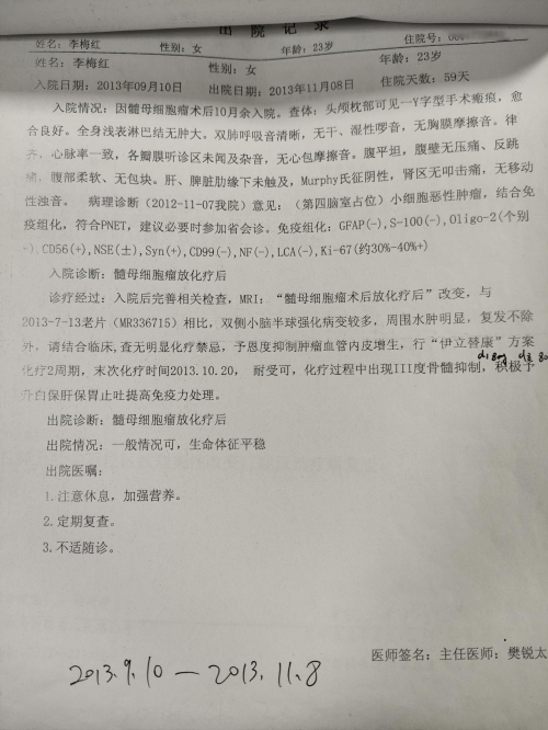 李梅红住院记录